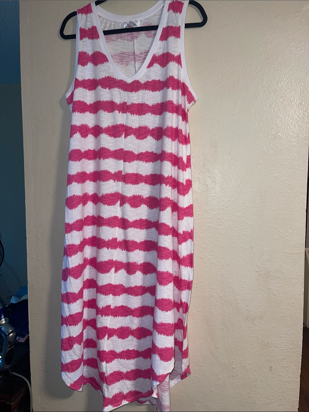 just be Pink and White Striped Tank Top